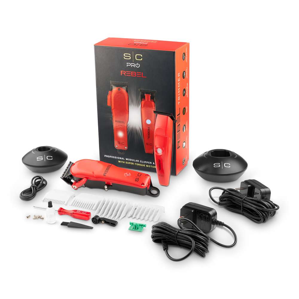StyleCraft Super-Torque Modular Rebel Clipper & Trimmer Combo Set - Red